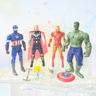 Bộ 4 siêu nhân anh hùng avenger người nhện, người xanh, thor, đội trưởng cao 30 cm có đèn có khớp đứng được(loại đại)