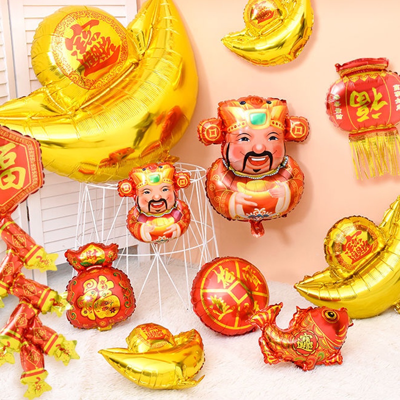 Bong Bóng Màng Nhôm In Chữ Chúc Mừng Năm Mới May Mắn