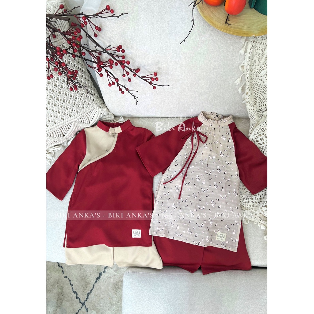 Áo Dài Tết Đôi Cách Tân Truyền Thống Cho Bé Trai Bé Gái Thiết Kế Biki Anka's
