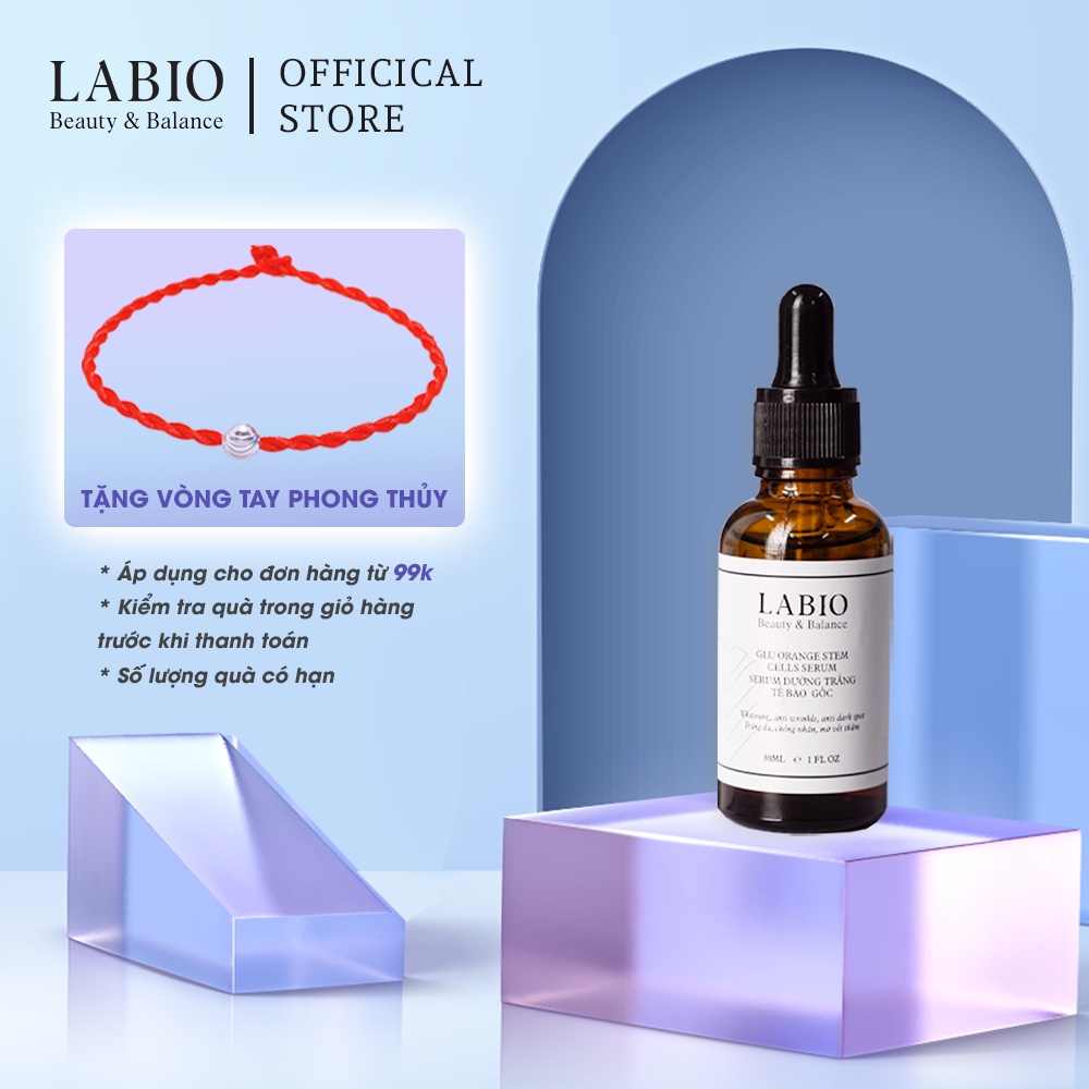 Serum Dưỡng Trắng Tế Bào Gốc LABIO Glutathione 30ml- Dưỡng Trắng Sáng Da, Mờ Thâm Nám Với Alpha Arbutin 1%