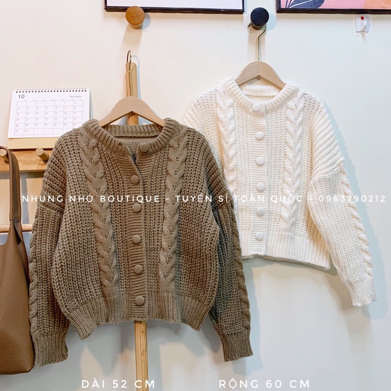 Áo cadigan, khoác cardigan len thừng dáng lỡ phong cách ulzzang Hàn Quốc hàng Quảng Châu A1251N Nhung Nhớ