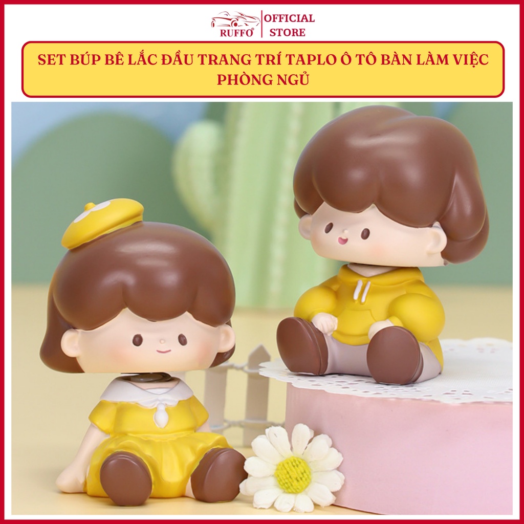 Mô Hình Trang Trí Decor Bàn Làm Việc Bàn Học Taplo Ô Tô Cặp Đôi Búp Bê Lắc Đầu Ngộ Nghĩnh - Phụ Kiện Xe Hơi Ruffo