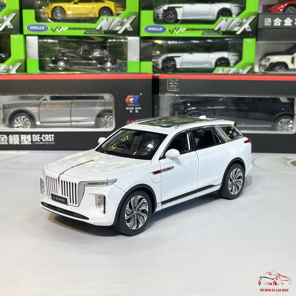 Mô hình xe ô tô hợp kim Hongqi E-HS9 tỉ lệ 1:24 đánh lái,bấm còi hãng Chezhi 3 màu