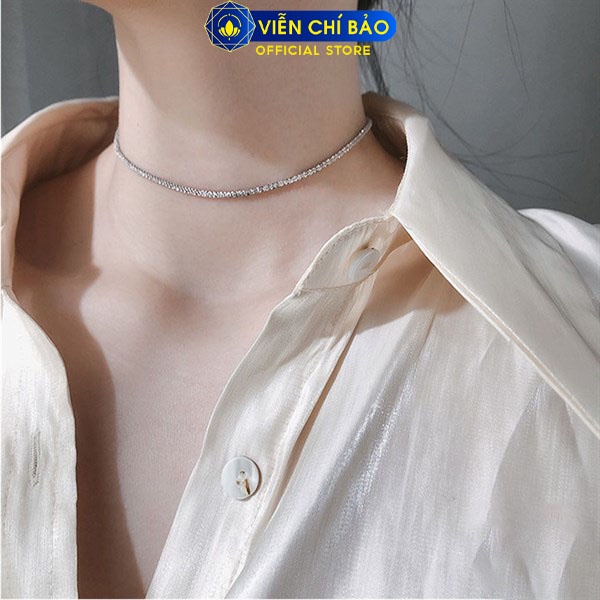 Dây chuyền choker xoắn óng ánh chất liệu bạc Thái 925 thời trang phụ kiện trang sức nữ Viễn Chí Bảo D400334