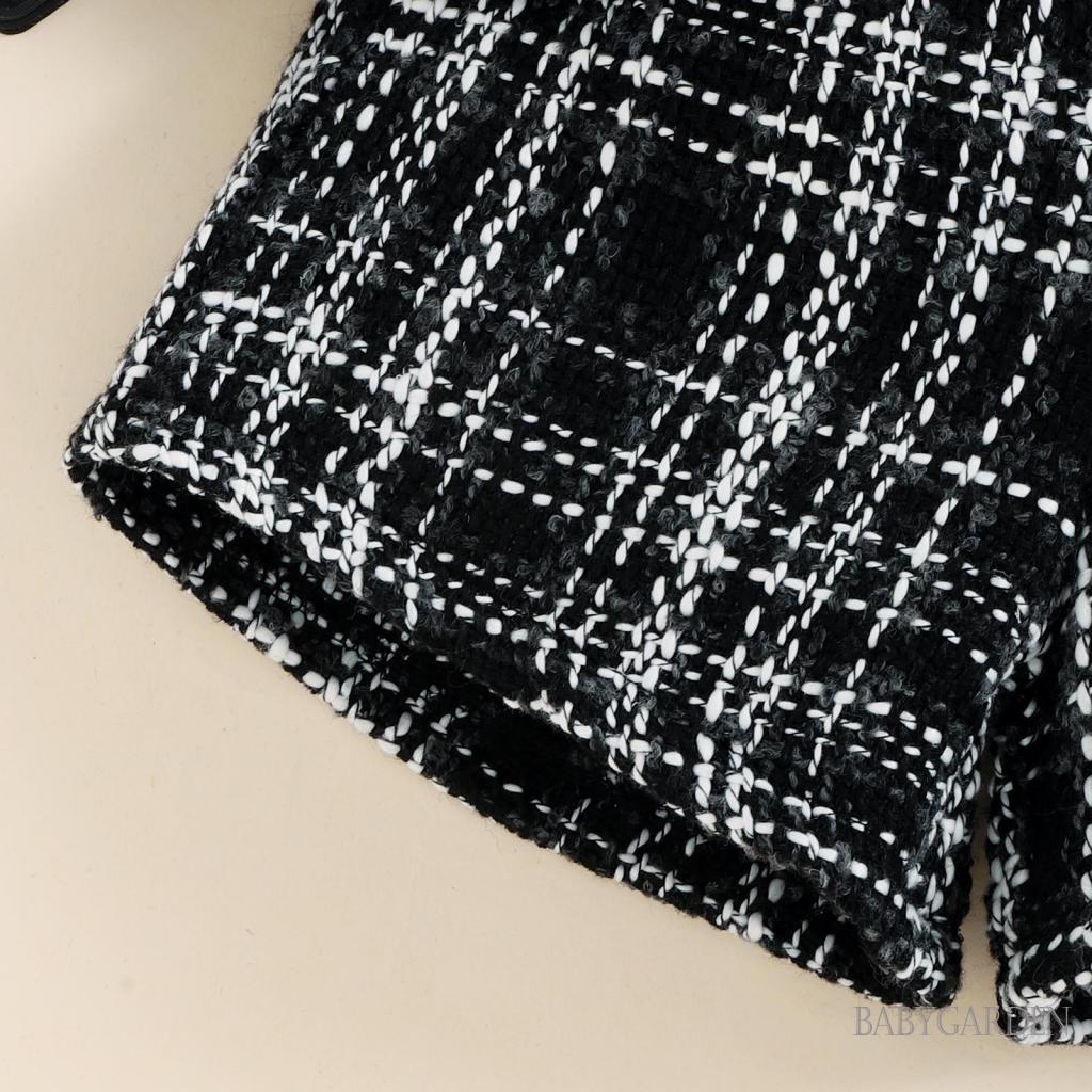 Bộ Áo Thun Tay Dài Cổ Cao + Quần Short Họa Tiết Kẻ Sọc Màu Trơn Thời Trang Mùa Thu Cho Bé Gái 1-6 Tuổi