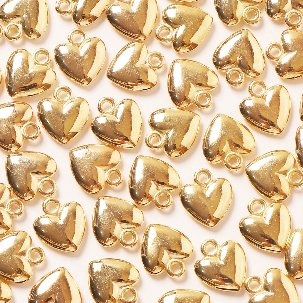 Hạt Charm Hình Trái Tim Bằng Acrylic Màu Sắc KC Gold / Rhodium Dùng Làm Trang Sức Diy