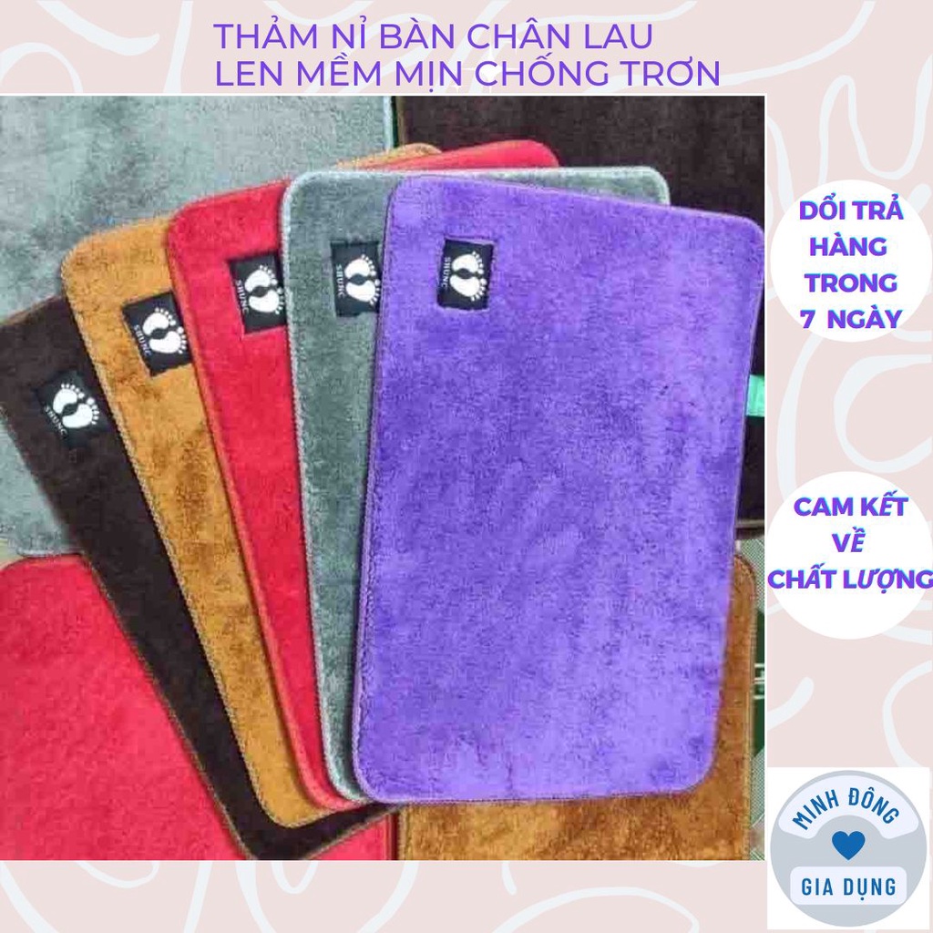 Thảm nỉ bàn chân lau chân hình chữ nhật, chùi chân len mềm mịn chống trơn trượt siêu hót 40*60cm