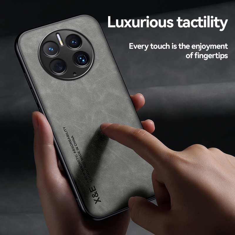 Ốp Điện Thoại Bọc Da Mặt Nhám Kèm Móc Xỏ Ngón Nam Châm Hút Cho Huawei Mate 50 Pro 40 Pro 30 Pro 20 Pro 20x