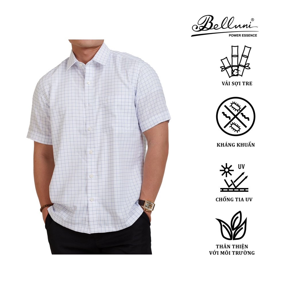 Áo sơ mi nam ngắn tay BELLUNI vải sợi tre mềm mại chống nhăn - ABN.BP.BE.221.W1
