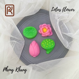 Set 4 khuôn silicon 4d Phong Khang làm rau câu hoa sen trôi nước