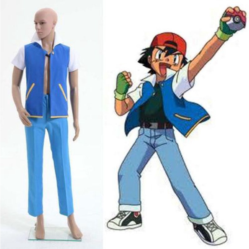 Bộ Đồ Hóa Trang pokemon Ashketchum Gồm Áo Khoác + Găng Tay + Nón Cho Người Lớn Dịp halloween