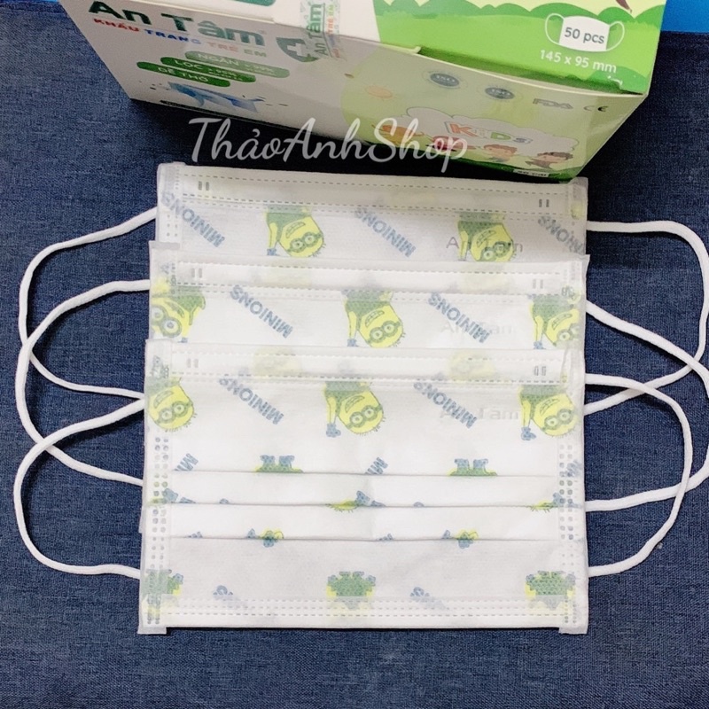 Hộp 50 Cái - Khẩu Trang Y Tế Kháng Khuẩn Trẻ Em Hình Siêu Dễ Thương Dành Cho Bé Dưới 12Tuổi