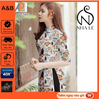 Vải may áo dài in 3D họa tiết Xe Đap Hoa Hồng