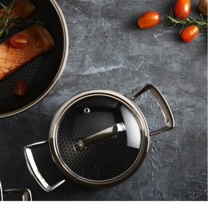 Bộ nồi chống dính 3 lớp đáy liền inox 304 BlackCube Fivestar Plus nắp kính công nghệ chống trầy xước BẢO HÀNH 5 NĂM