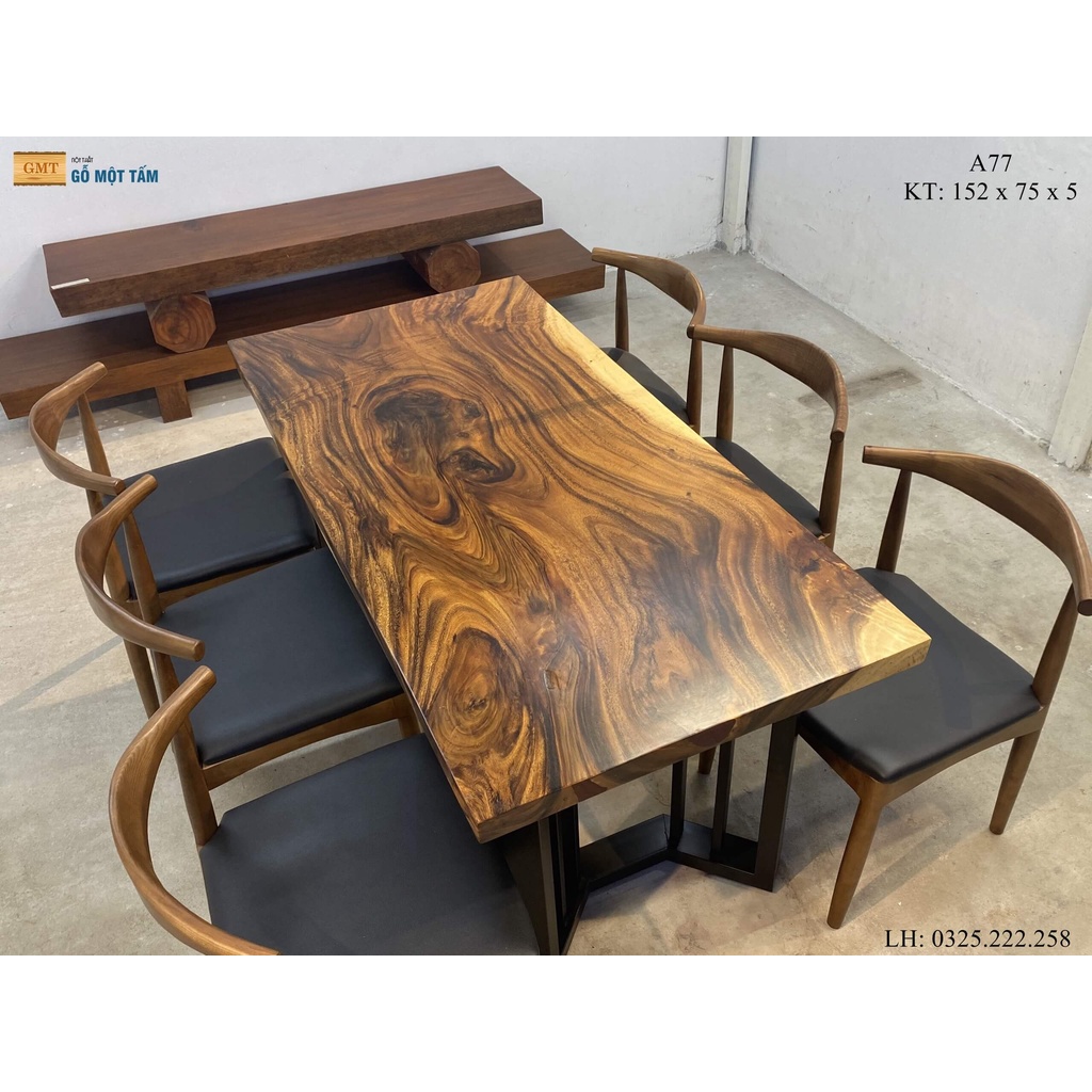 Mặt Bàn Làm Việc Gỗ Me Tây, Bàn Ăn Gỗ Me Tây Dài 1,52m Rộng 75cm Dày 5cm