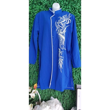 Thanh lý Áo Dài nam thêu vải đẹp màu xanh,