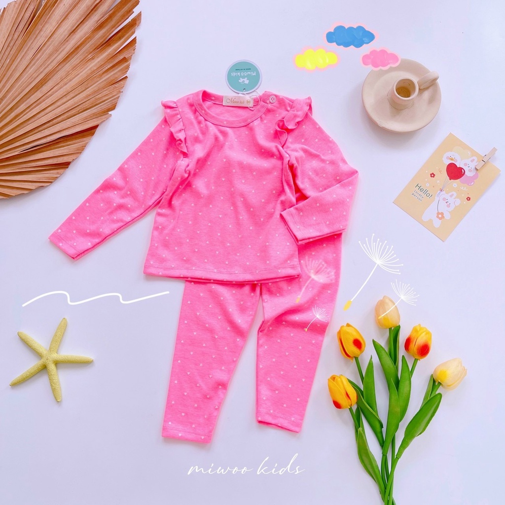Set Đồ Bộ Quần Dài, Tay Dài Phối Cánh Tiên Chất Thun borip Mềm Mại Cho Bé gái