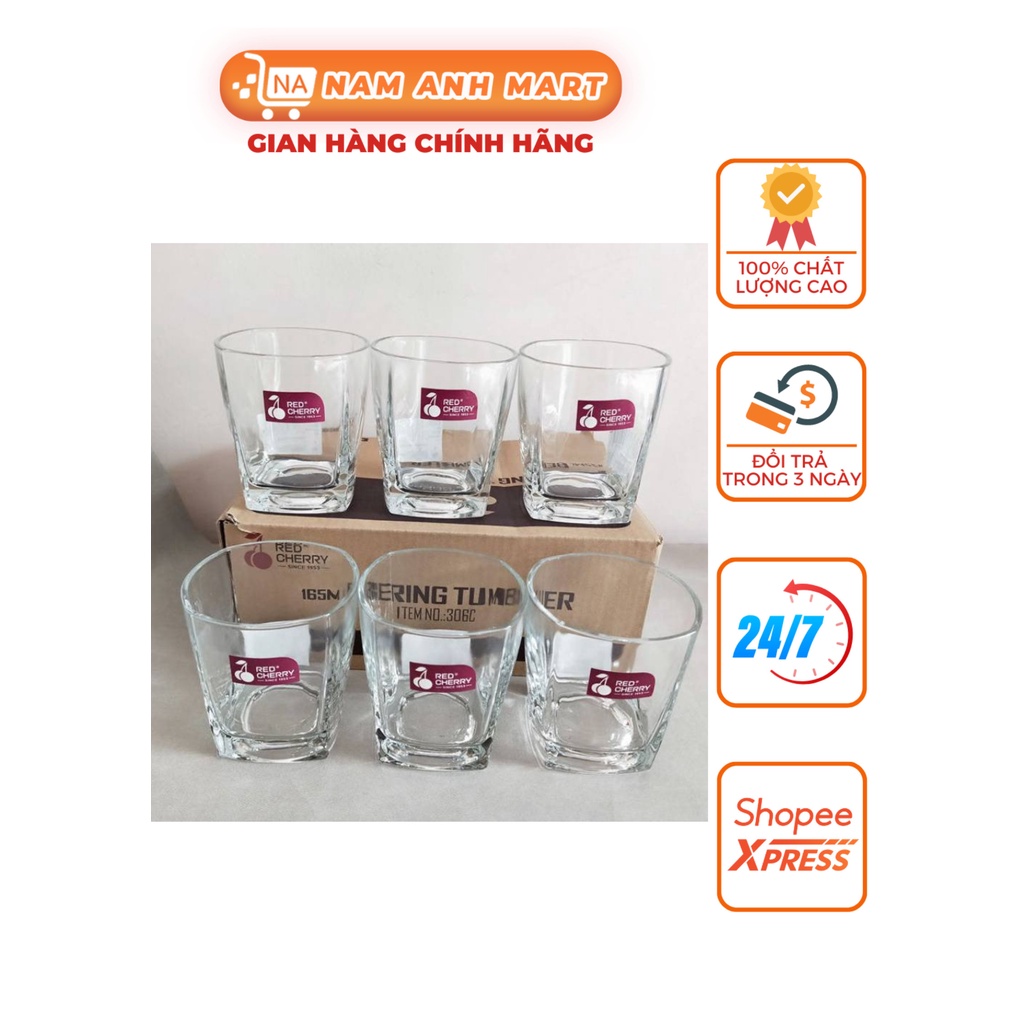 Bộ cốc thuỷ tinh 6 chiếc 165ml cao cấp, thiết kế sang trọng, sáng bóng đẹp mắt #GDI330