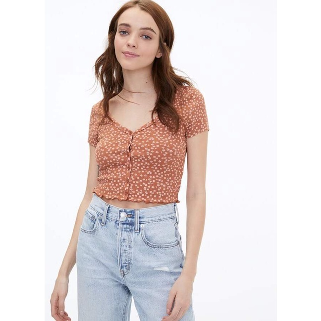 Áo croptop AERO cổ tim xuất xịn