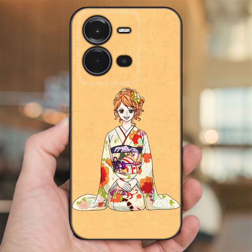 Ốp lưng Vivo V25 5G viền đen in hình Nami One Piece Đảo Hải Tặc