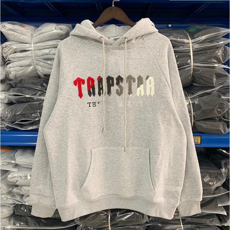 * * * Trapstar * * - - Áo Sweatshirt Hoodie Cotton Nguyên Chất Thêu Họa Tiết Màu Đỏ Đen Xám Trắng Chất Lượng Cao Mùa Thu Đông