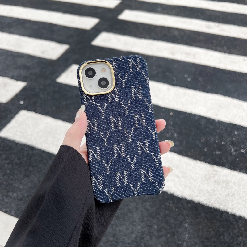 Ốp Điện Thoại Vải Denim Họa Tiết New York Sang Trọng Cho iPhone 14 13 12 Pro Max