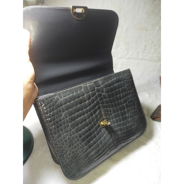Túi xách si da cá sấu bóng kính