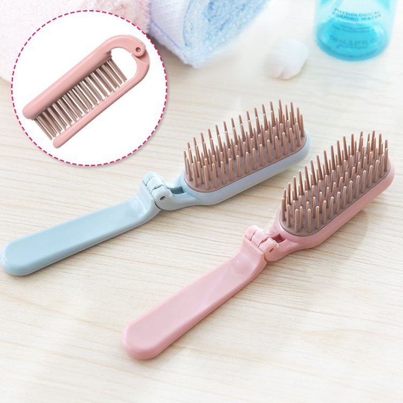 Lược Chải Tóc Xoăn / Thẳng / Xoăn Bằng Nhựa Dày Dặn Với Răng Mềm Có Thể Gập Lại Và Mang Theo Khi Đi Du Lịch