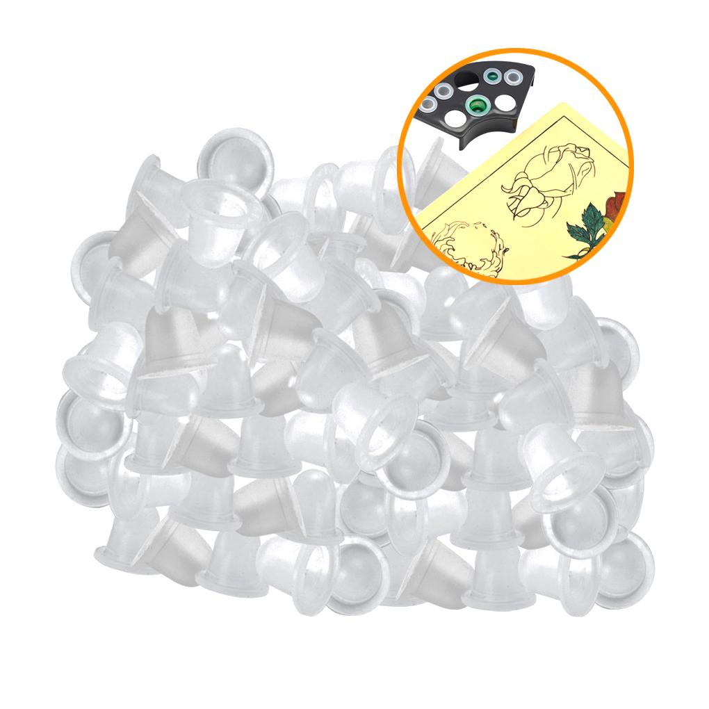 Set 100 Cốc Silicone Mềm Đựng Mực In Màu Trang Điểm Vĩnh Viễn Dùng Tại Nhà / Salon