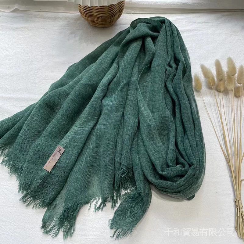 Khăn Choàng Cotton Lanh Mềm Mại Ấm Áp Dễ Phối Đồ Kích Thước 190 * 90cm