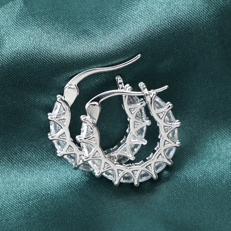 Bông Tai Tròn Đính Đá Zircon Đơn Giản Phong Cách Hàn Quốc Cho Nữ