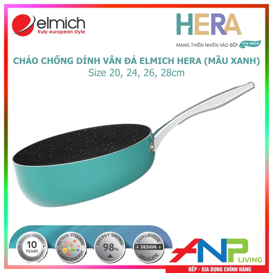 Chảo Chống Dính Vân Đá Đáy Từ Full induction Elmich Hera