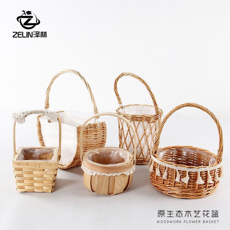 Mới Giỏ Đan Mây Tre Thủ Công Đựng Hoa Tiện Dụng