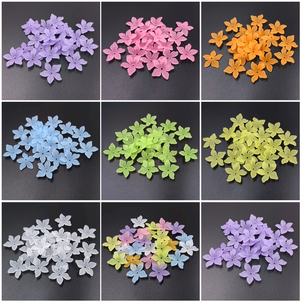 Set 20 Hạt Xỏ Lỗ Hình Hoa Bauhinia Bằng Acrylic Dùng Để Làm Trang Sức Thời Trang