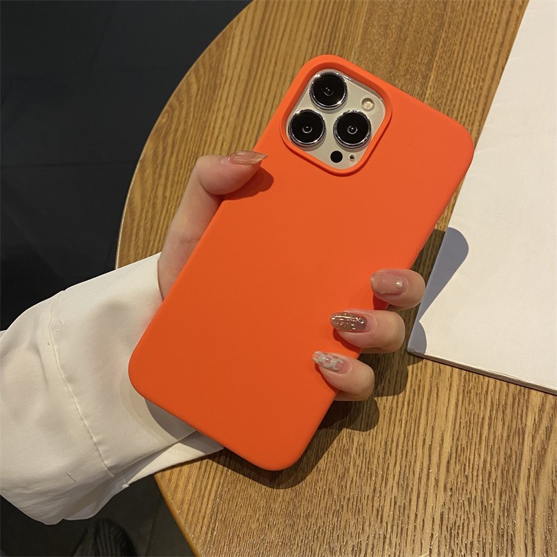 Ốp Điện Thoại Silicon Mềm Màu Cam Cho IPhone 14 13 12 11 Pro X Xs Max 7 8 6s Plus