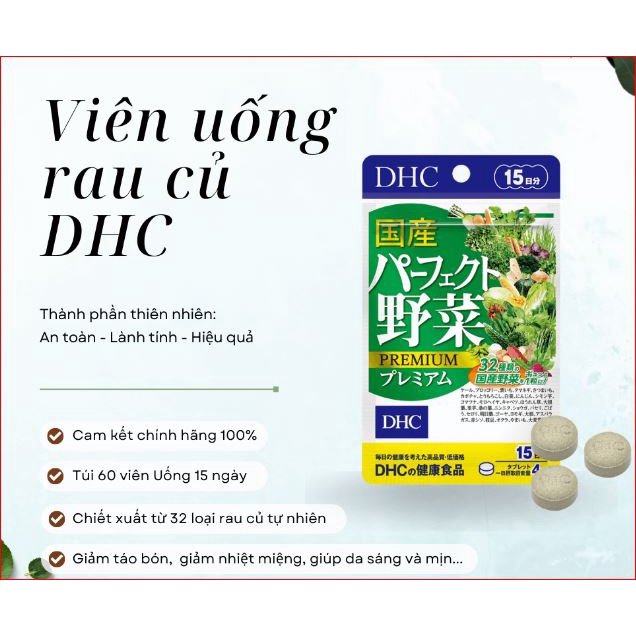 Viên Uống DHC Rau Củ Quả Tổng hợp Premium 15 Ngày 60v/gói