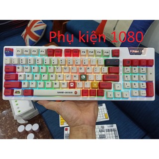 Bàn phím cơ fuhlen h95s 3-mode/ gasket/ hotswap/ mạch xuôi buid từ kit lên - mario đỏ - mario vàng