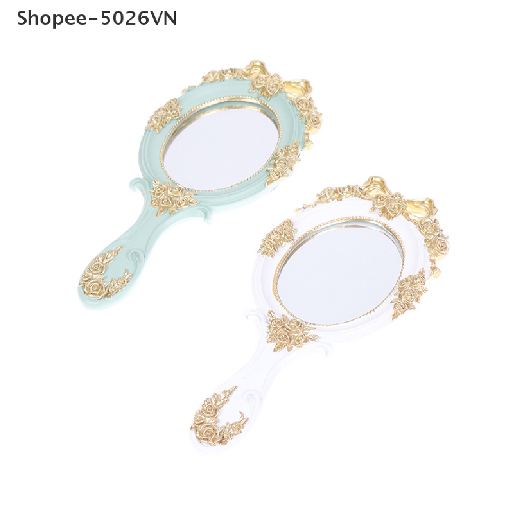 Gương Trang Điểm Cầm Tay Hình Chữ Nhật Phong Cách Vintage Sáng Tạo