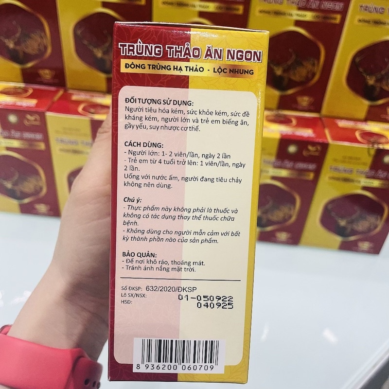 Trùng Thảo Ăn Ngon Hộp 34 viên Bồi Bổ Sức Khoẻ