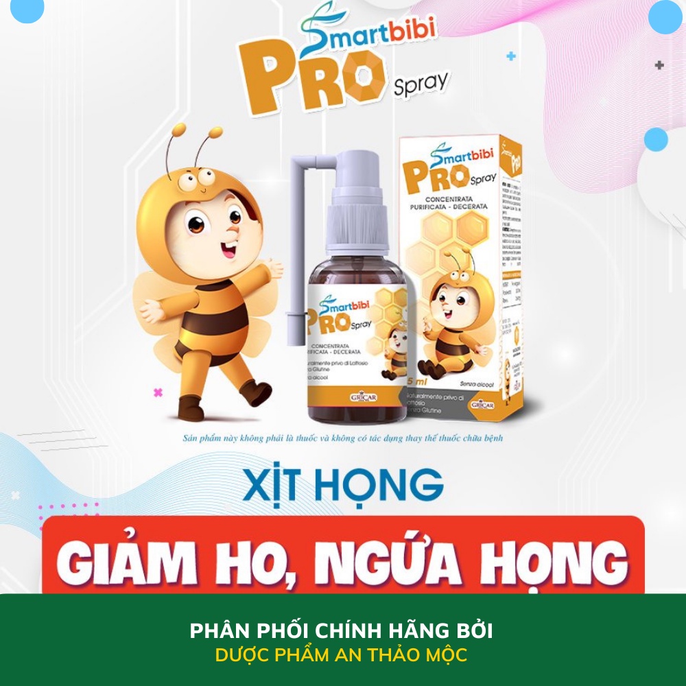 Xịt họng Smartbibi Pro Spray làm dịu giảm ho ngứa đau rát họng hỗ trợ tăng cường sức khỏe đường hô hấp