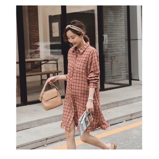 Đầm bầu sơ mi chấm bi siêu đẹp