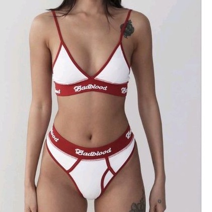 2FASHIONISTA BIKINI áo tắm Badbloo (Trắng viền đỏ Noel) - Đồ bơi 2 mảnh có mút ngực  - Size 45 - 58 kg