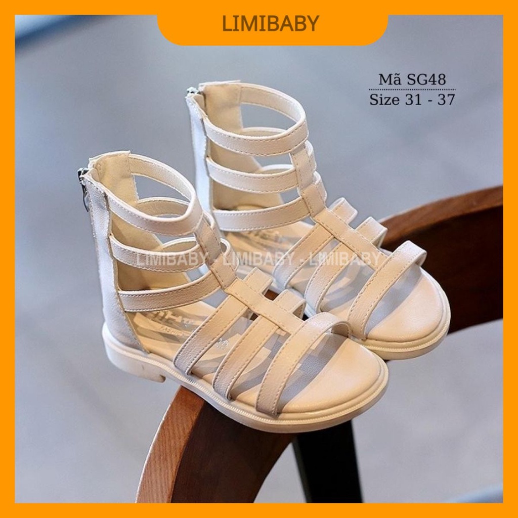 Sandal chiến binh cao cổ cho bé gái LIMBABY 2 Màu trắng đen khóa kéo tiện dụng điệu đà duyên dáng phong cách Hàn SG48