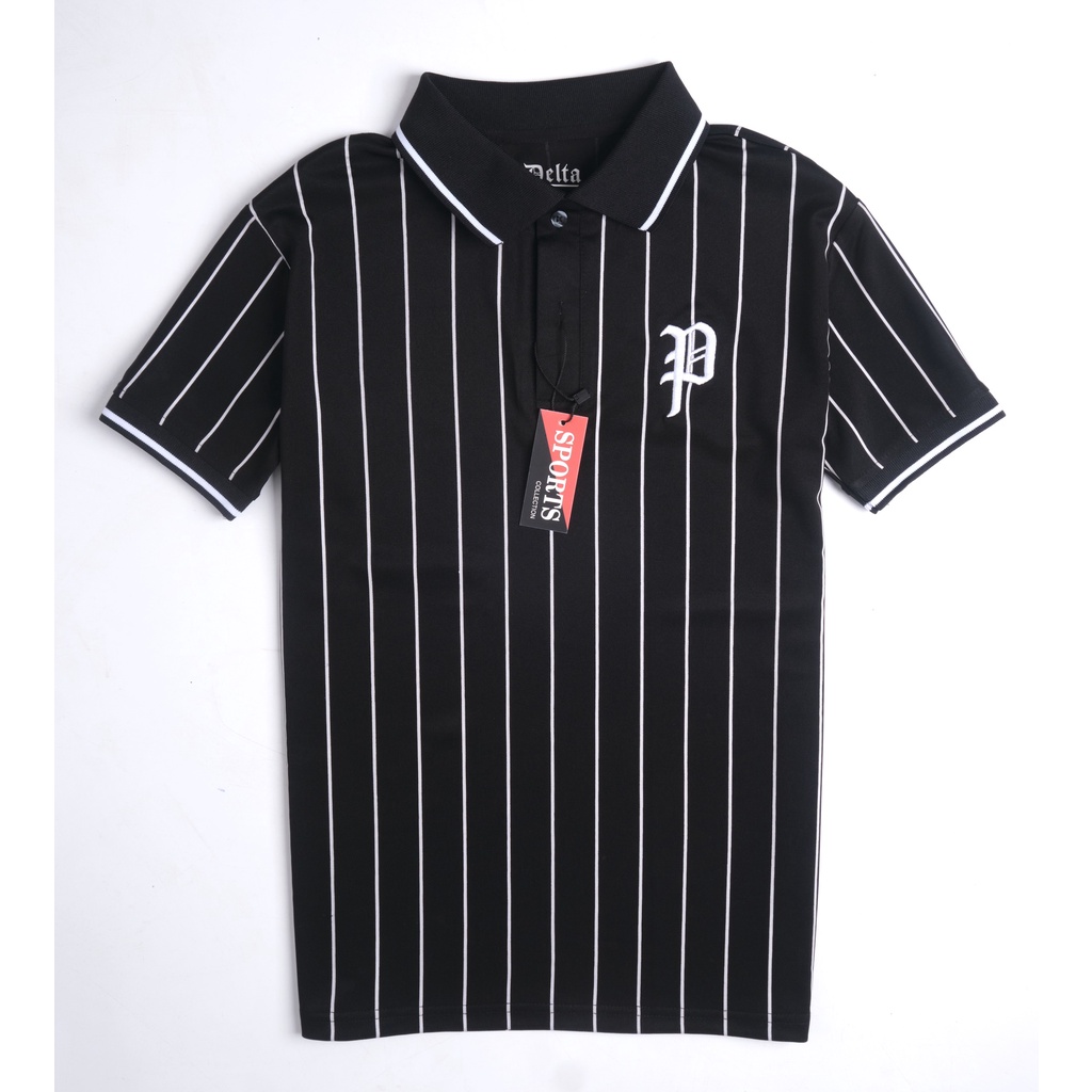 Áo PoLo Nam Kẻ Sọc Logo Thêu sắc nét cổ bẻ tay ngắn, vải cá sấu cotton, form dáng đẹp, thanh Lịch lãm - DELTA SHOP