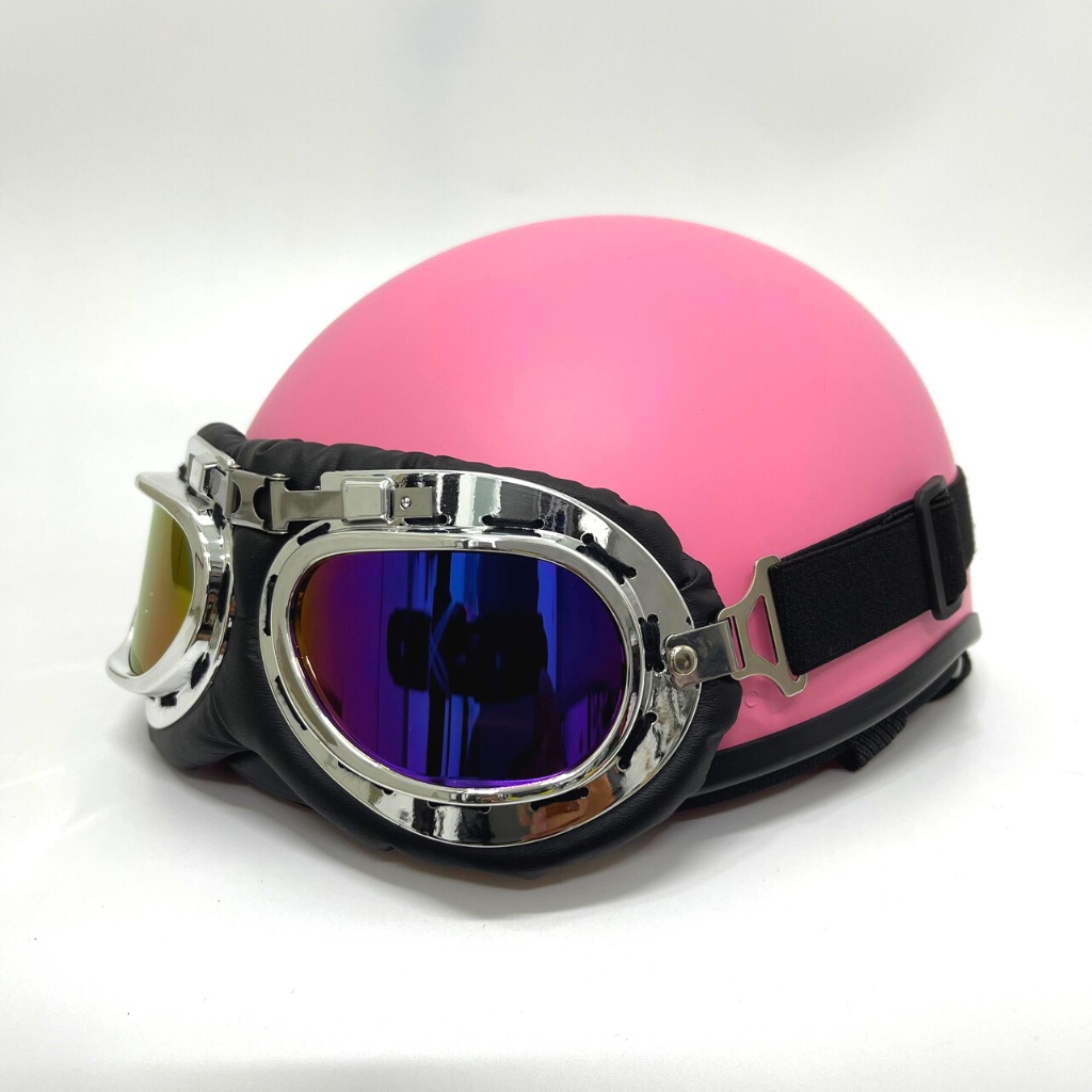 Mũ Bảo Hiểm Nửa Đầu Kèm Kính Phi Công, 16 màu hàng công ty