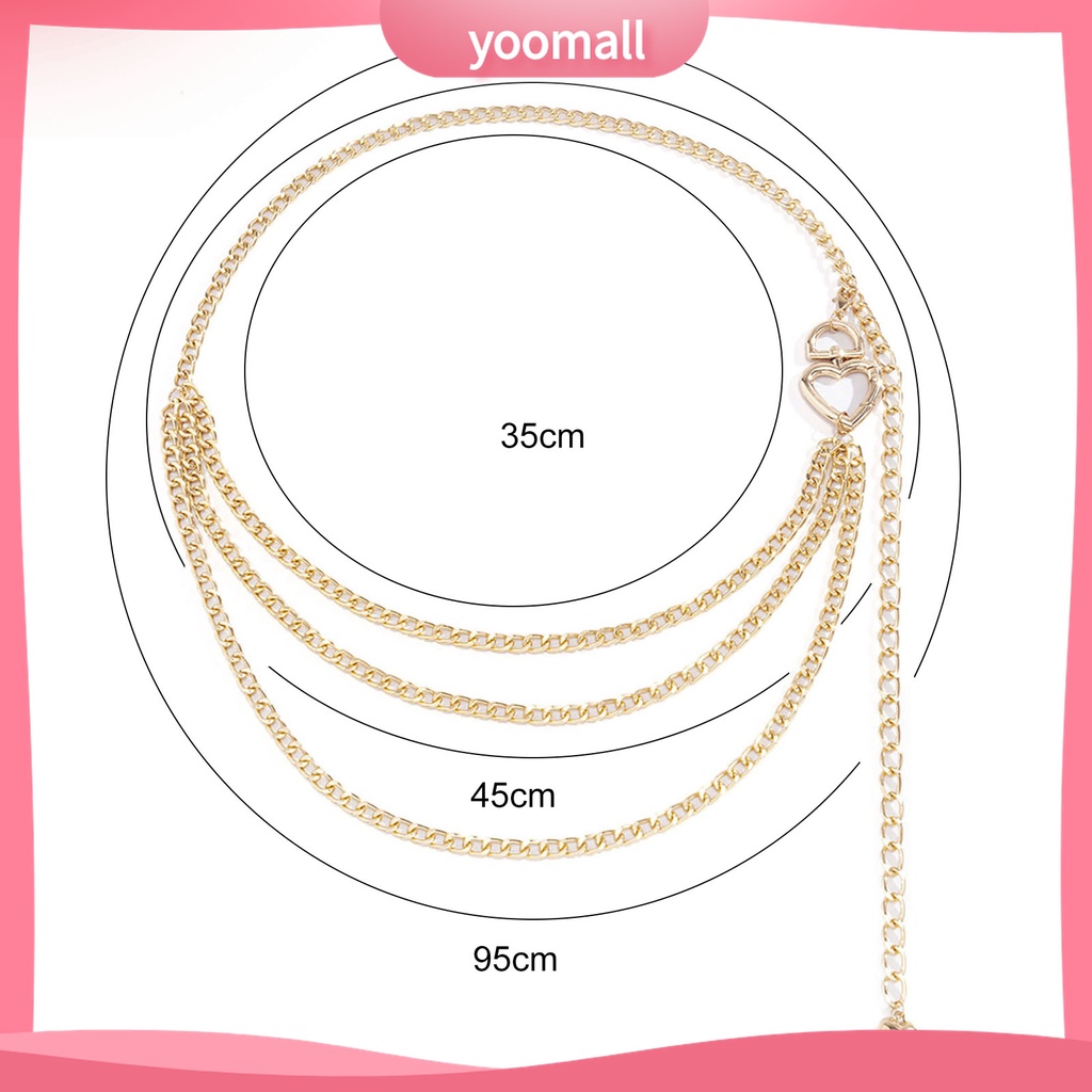 Dây Xích Đeo Hông Nhiều Lớp Hình Trái Tim Thời Trang Có Thể Điều Chỉnh Cho Nữ