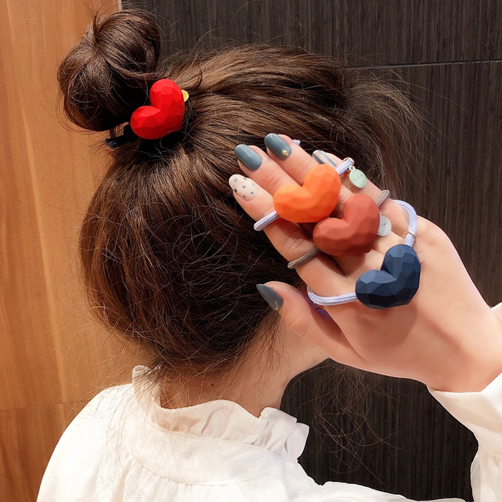 Dây Cột Tóc Co Giãn Hình Trái Tim Ngọt Ngào Cho Nữ