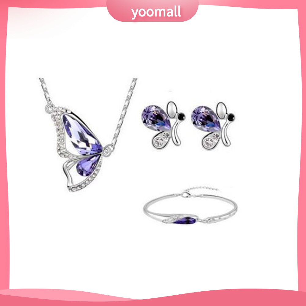 Bộ Trang Sức Hình Bướm Đính Đá Sang Trọng Cho Cô Dâu