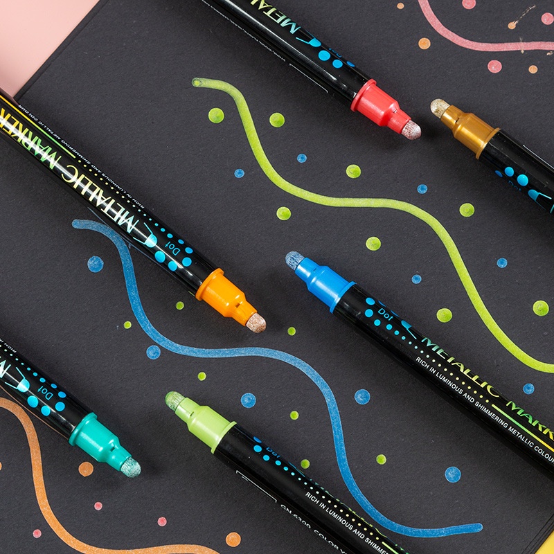 Bút Lông Hai Đầu Bằng Kim Loại Acrylic + 60 Màu Chấm Bi GN6300