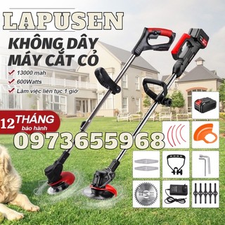 Máy cắt cỏ pin lapusen 199v , máy cắt cỏ cầm tay mẫu mới sử dụng ốp kim loại cắt được bằng cước - BỘ 2 PIN0